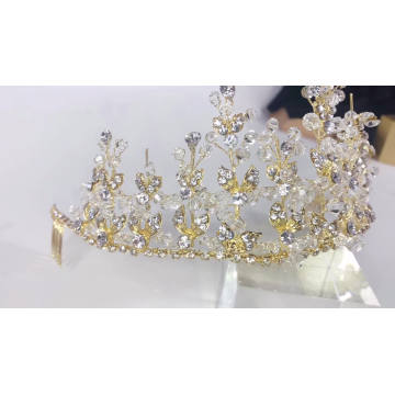 Hot sale princess ornaments Handmade Wedding Dress Bride beautiful Rhinestone luxury tiara crystal beaded crown comb